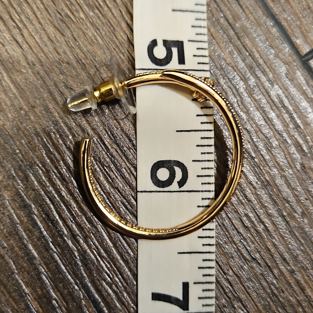 NEW Nail Hoop Earrings - Gold Or Silver - Picture 12 of 16